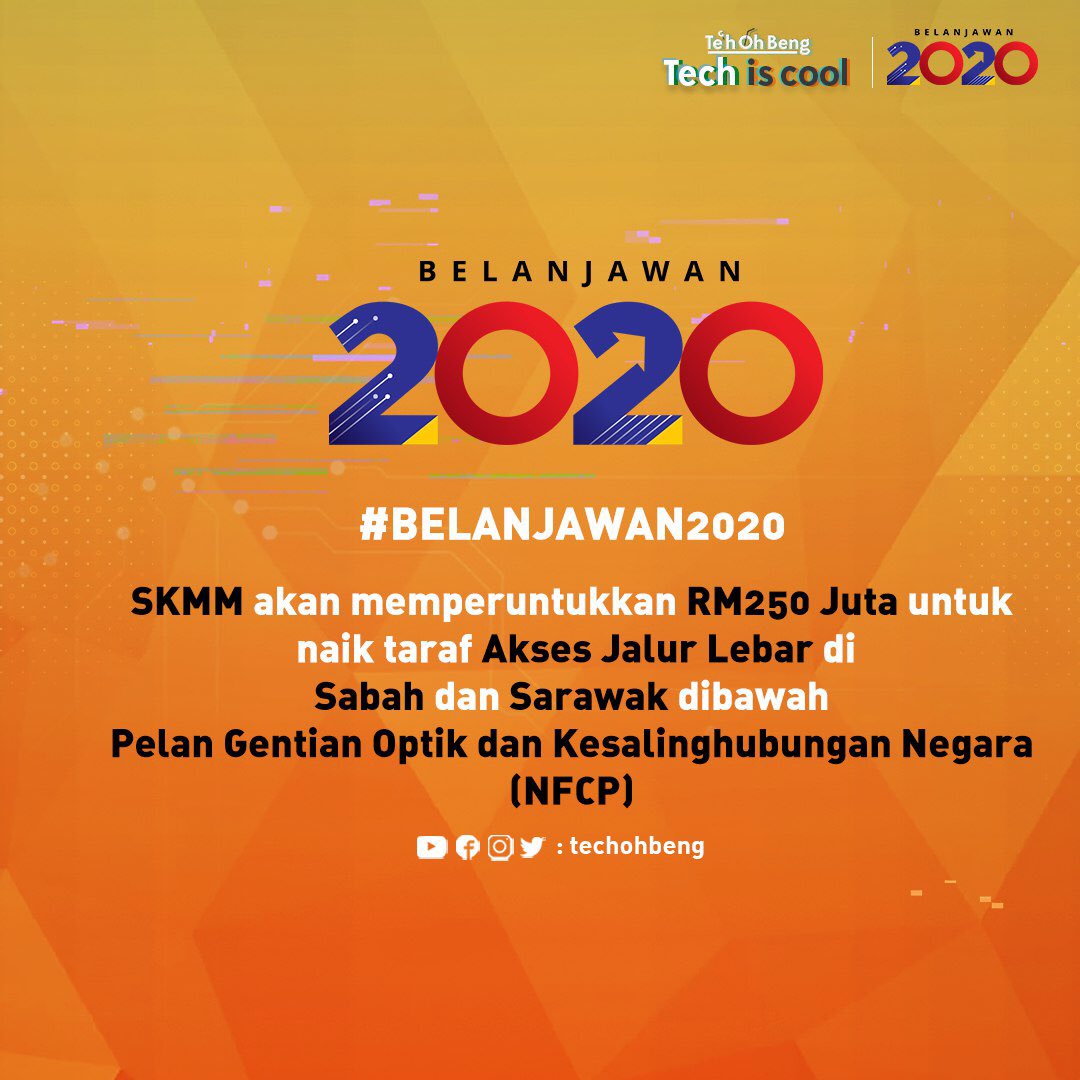 TechOhBeng's tweet photo. Berikut adalah antara peruntukan bajet yang dibentangkan oleh Menteri Kewangan sebentar tadi didalam #belanjawan2020.

Digital untuk semua 😍 https://t.co/8QBjjeBexE