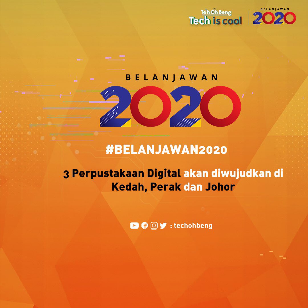 TechOhBeng's tweet photo. Berikut adalah antara peruntukan bajet yang dibentangkan oleh Menteri Kewangan sebentar tadi didalam #belanjawan2020.

Digital untuk semua 😍 https://t.co/8QBjjeBexE
