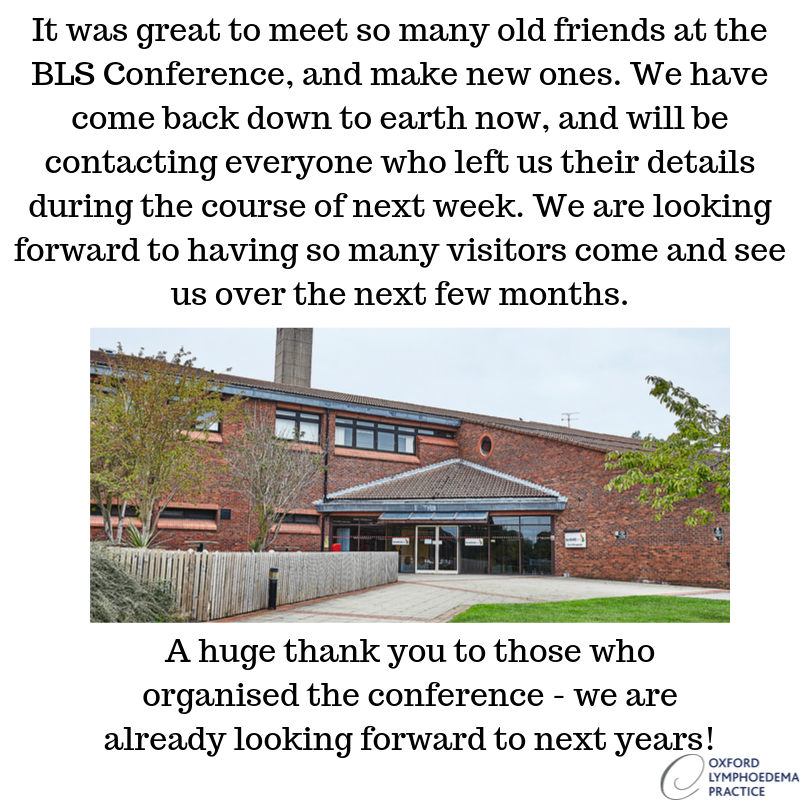 OxfordOLP's tweet photo. Thank you for a great BLS conference - we have just about recovered! So many interesting talks and discussions. We all feel excited about the future for patients with Lymphoedema - there are so many people dedicated to supporting them!
#BLSconf2019 https://t.co/IIXwuhVPeM