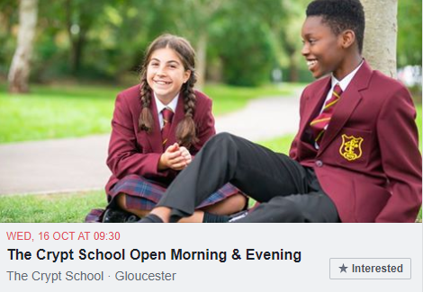 TheCryptSchool's tweet photo. ๐ Reminder about our Open Day next week - we look forward to welcoming you to our school! #CryptOpenDay19 https://t.co/NlBaW0sh5h