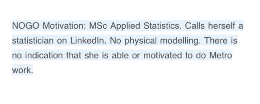My girlfriend just got this back from <a href="/ASMLcompany/">ASML</a>. She is getting a PhD in physical modelling... Maybe do more than just a "Ctrl+F" on a LinkedIn page? PS: The next two words after "Statistician" are "Computational Physicist".