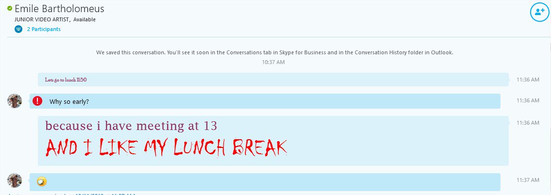 Really enjoying my newfound hobby of changing skype fonts to be more clear in my communication with colleagues. <a href="/Supremex11/">Emile Bartholomeus</a>