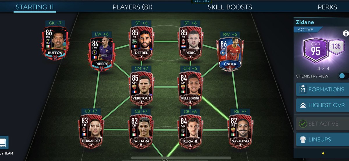 Squad update after 2 long weeks. Burnt my CFC squad into serie a for Zidane chapter 2. Gonna stay lowkey till Toty. That’s when I start picking up pace with Ovr upgrade.   #fifamobile  #FIFA20