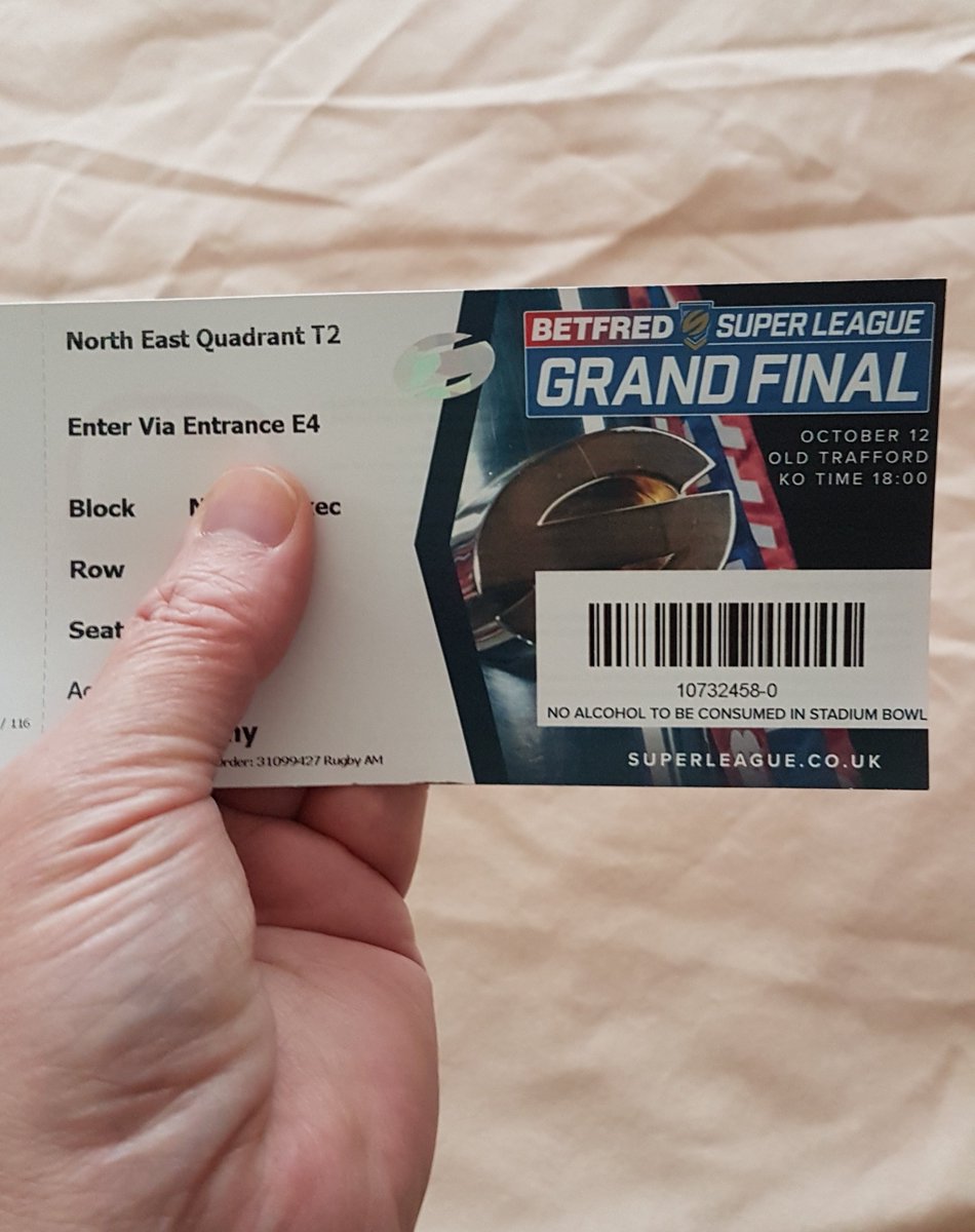 zogarmy's tweet photo. Old Trafford bound baby. Grand Final ticket purchased via @RugbyAM #devilforaday πΉπ https://t.co/h3orxLuY7o