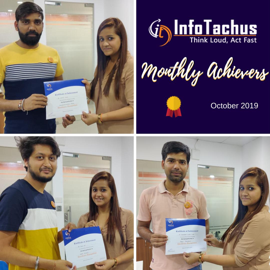 infotachusit's tweet photo. Stars of the Month -  October 2019 
Abhinandan Tiwari - Product Development (AWS- Azure)
Sameer Gupta- Product Web Design (Angular)
Tarun Raj- Product Graphic Design

Congratulations Champs! Keep up the Good Work. 
#infotachus https://t.co/kZSQch1dUI