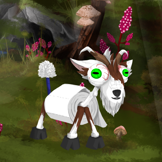 This is what a goat looks like in <a href="/RiteofLifeGame/">Rite of Life</a>. In the real world, we get wool from sheep. In the world of Rite of Life, they get toilet paper from goats.

This is great video game monster lore, #indiedev is not making me insane... promise!