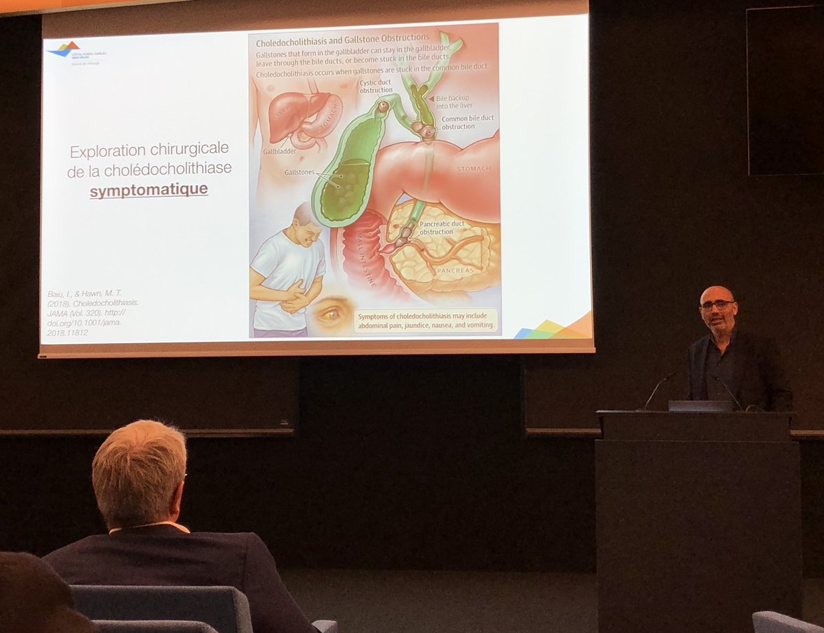 VisceralChuv's tweet photo. Let’s continue with Dr Ksontini, HRC-Monthey, with a very interesting talk on surgical exploration for choledocholithiasis. #CesarRoux @ProfDemartines https://t.co/OqBgvHtOVP