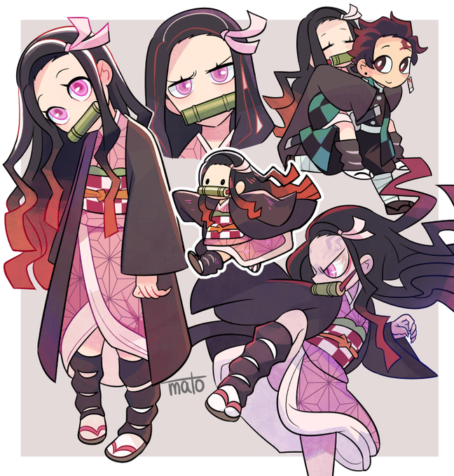 matoさんがTwitterに投稿した竈門禰豆子(鬼滅の刃)のイラスト。