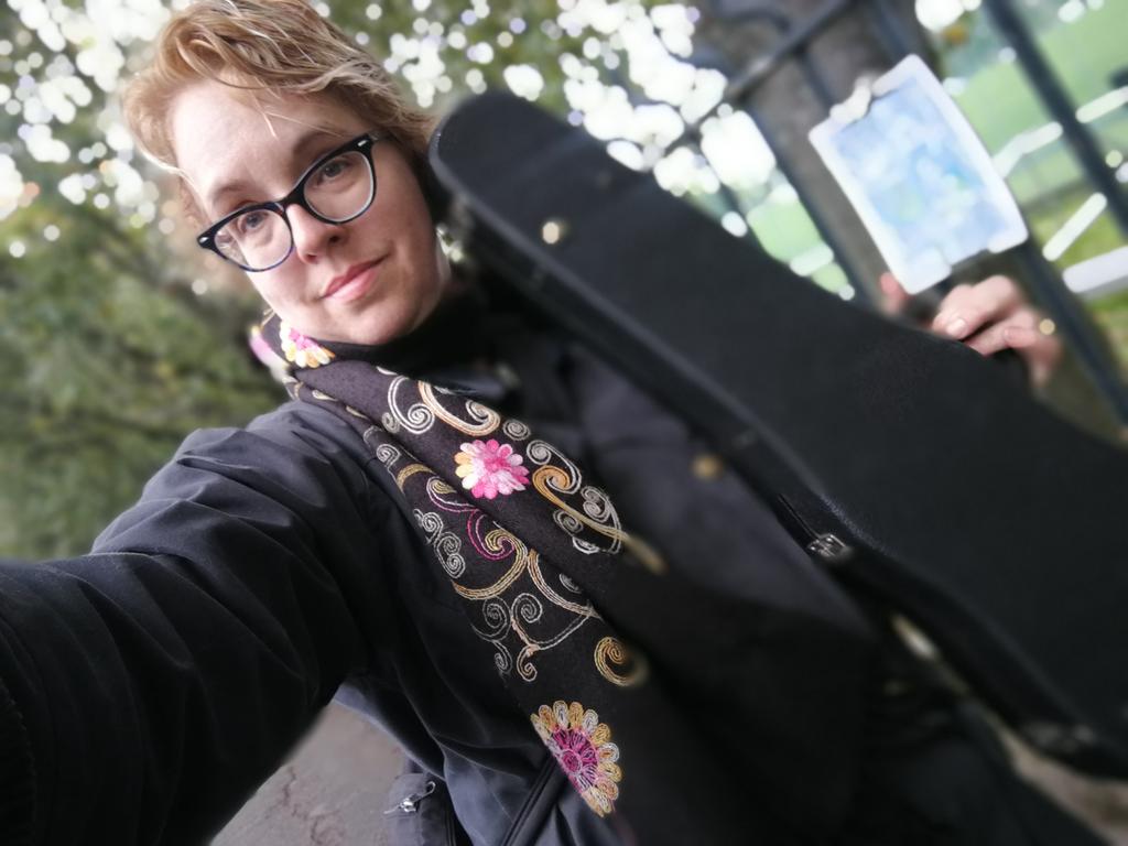 Last trip for Cami's violin. "Can't you play it?" I expect to hear someone say as I get off the bus.