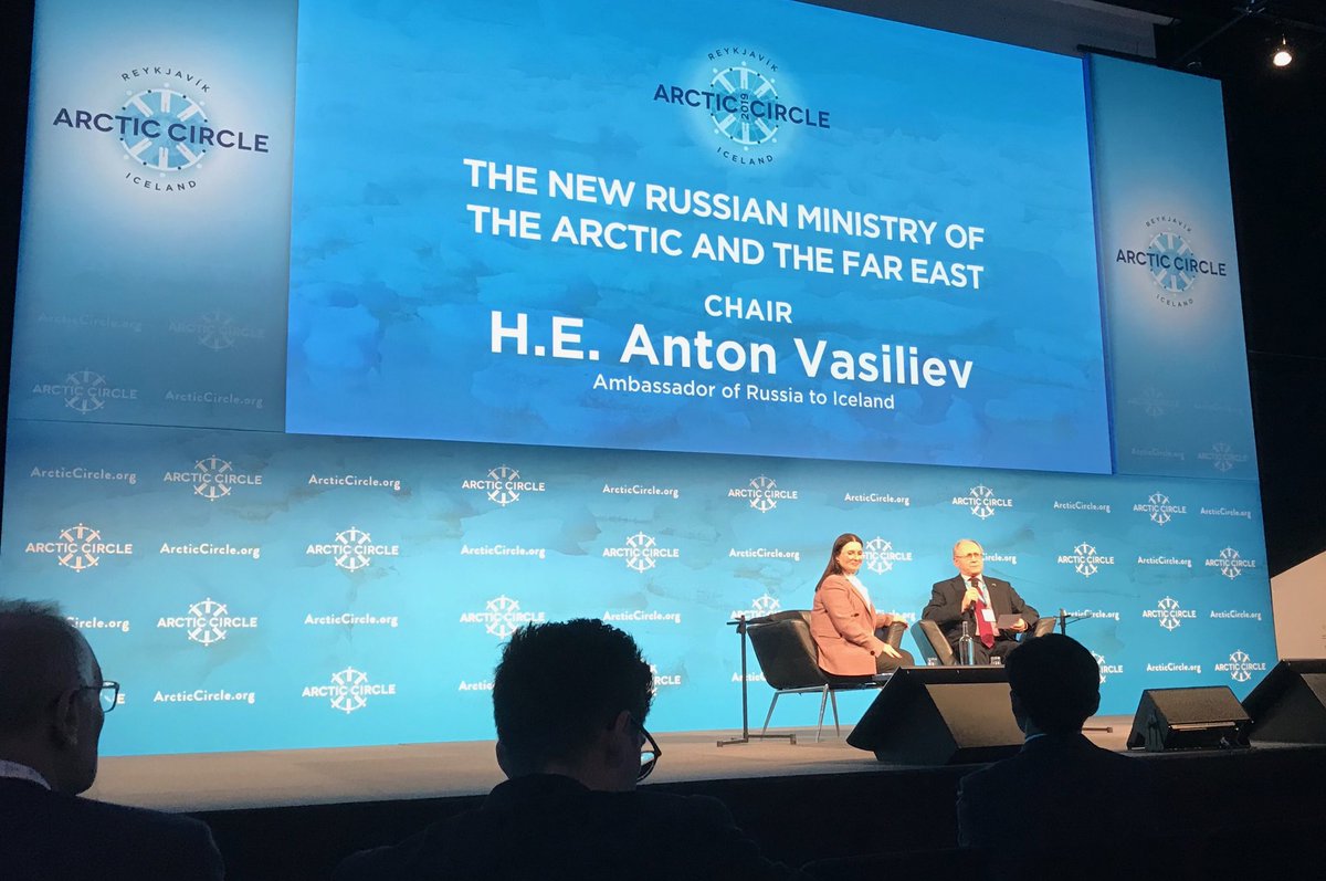 JTMuda's tweet photo. Yulia Kosareva shares a vision for arctic development in the north and far east of Russia. Vast natural resources and circa 40% of the arctic coastline suggests space for growth and much of it enabled by #BlueEconomy #ArcticCircle2019 https://t.co/zhwqEf67ju