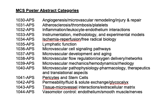 Submitting an abstract for Experimental Biology 2020? Consider submitting to the one of these <a href="/The_MCSociety/">Microcirculatory Society</a> categories! Look forward to seeing you in San Diego! <a href="/expbio/">Experimental Biology</a>