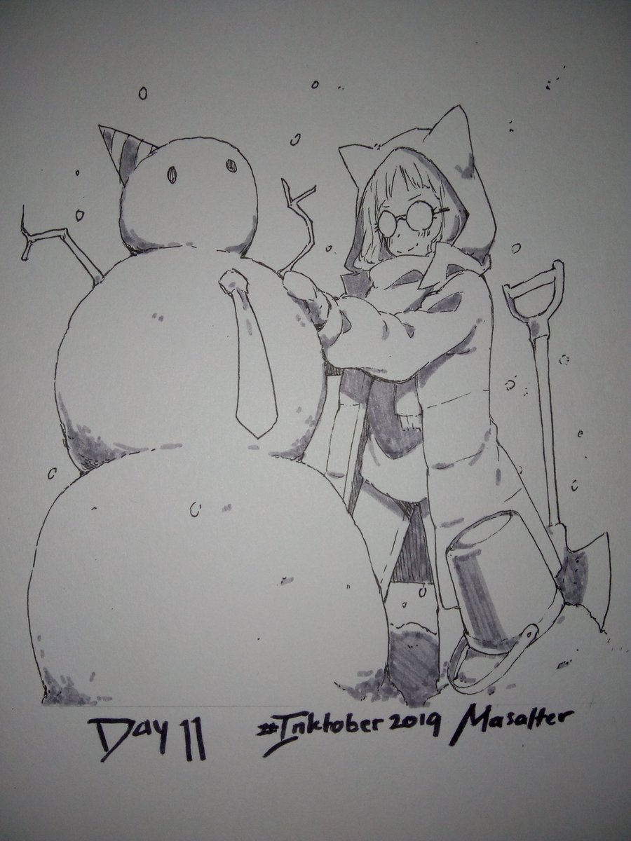 INKTOBER DAY 11
"Snowman Season"
.
feat. Octe
#inktober #inktober2019 #inktobersnow #originalcharacter #shorthair #glasses #snowman #sketchbook #オリキャラ #ショートカット #メガネ #雪だるま 