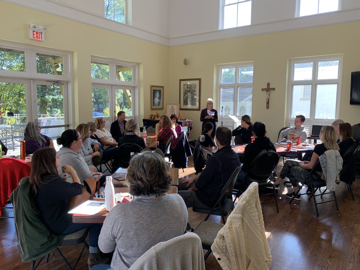 StVincentOak's tweet photo. Wonderful discussion and activities on being Joyful Disciples. God has blessed us with a beautiful day and scenery to reflect and renew. Thank you to St. Andrews parish and @omahonycj for welcoming us! #FaithDay2019 https://t.co/hknZVkRjZP