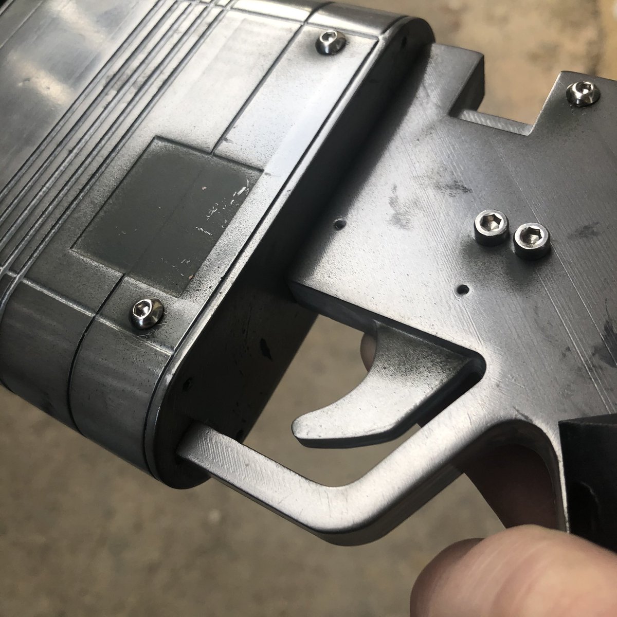 grafitomi's tweet image. Rey’s Blaster from #starwars finished. FDM print sanded, sprayed gloss white then rubbed with graphite powder. Awesome detail model by @mrhodes #sharelearnGROW #propmaking #cosplay #3dprinted @rpauza @UncleJessy4Real @StarJeff3D @3dworkbench @wekster2507 @MigMonkey77 @fotismint