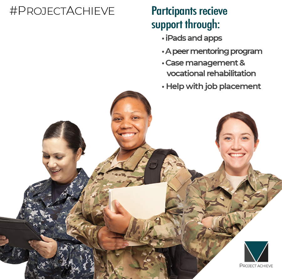 VCU_CTI's tweet photo. CALLING FEMALE COLLEGE VETERANS! Project Achieve is a research project that supports women veterans in college with #TBI or #SCI. To participate or refer a veteran: https://t.co/ecrUU3R3h5 #ProjectAchieve https://t.co/UkPb3hdv1R