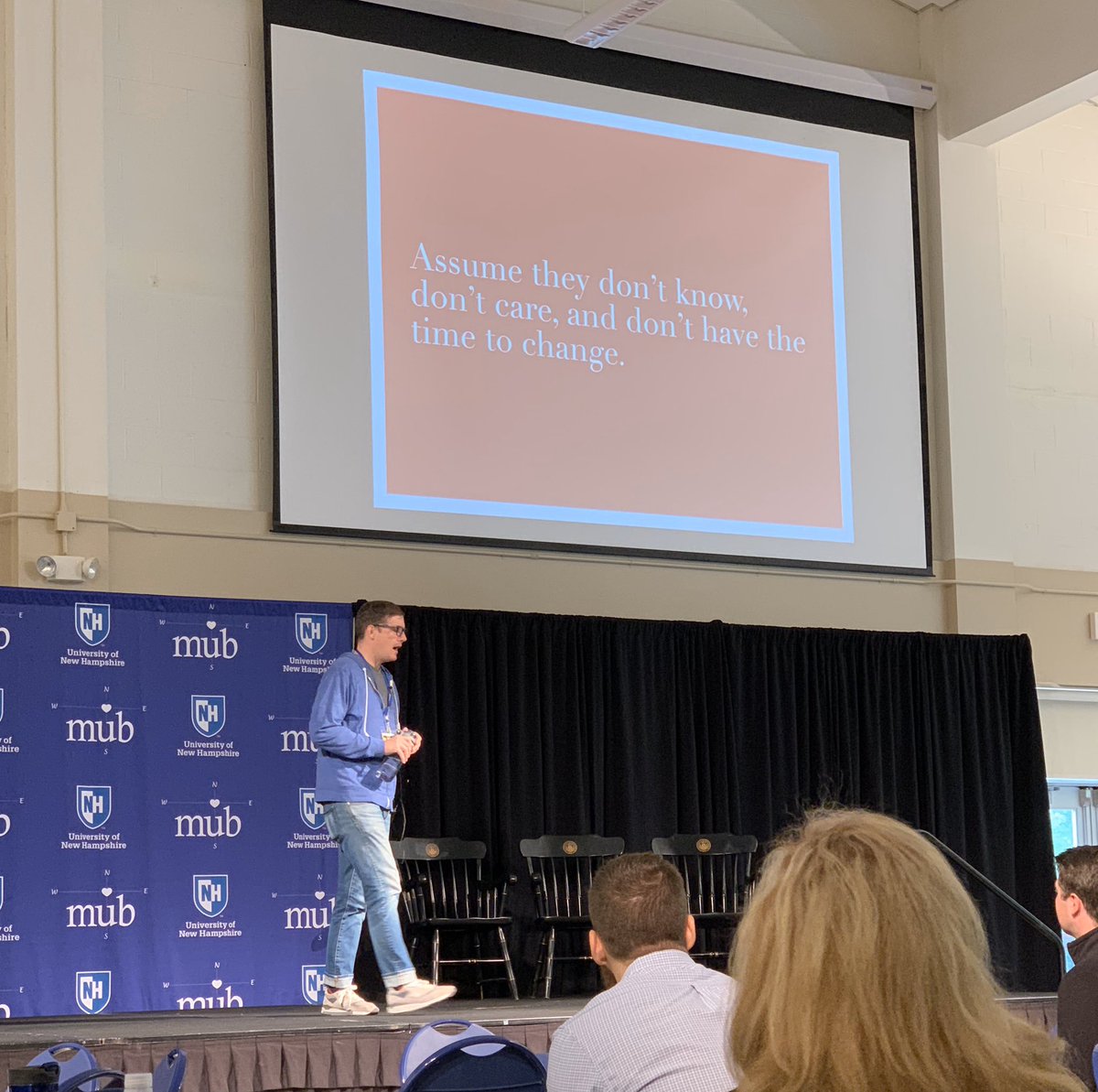 acwheeler33's tweet photo. Attention marketers: “Assume they don’t know, don’t care, and don’t have the time to change.” - @ianfitzpatrick #PaulCollege https://t.co/xhmJr8pilG