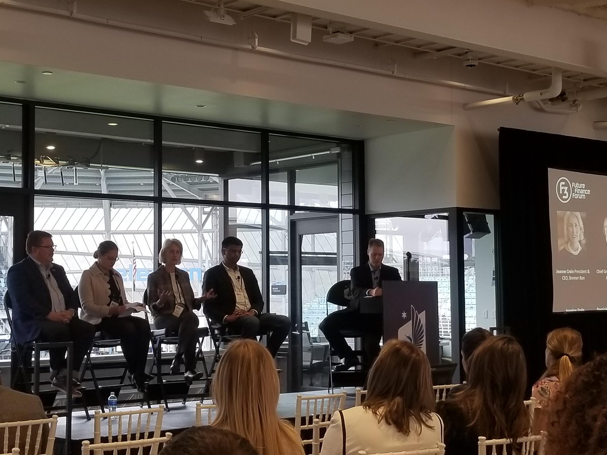 BremerBank's tweet photo. CEO Jeanne Crain explains how we approach innovation - "We are doing it through the lens of our customers and understanding their pain points. Focusing on customer experience is how we find partnerships with #fintech and #agtech to help our customers succeed." #mnfuturefinance https://t.co/eG6VdnaBtM