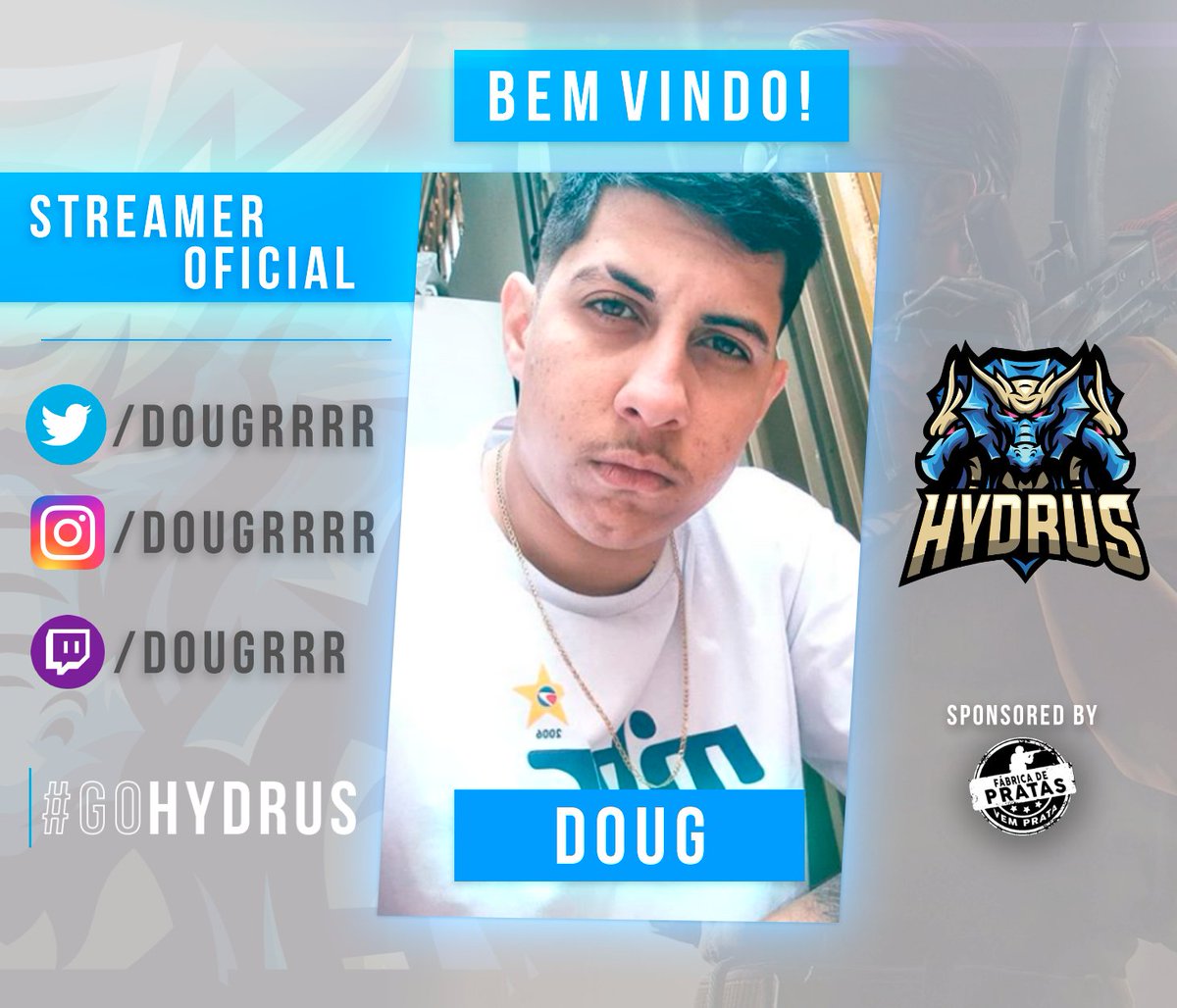 thydrusgg's tweet photo. E as novidades não param.
Anunciamos também o @dougrrrr como STREAMER OFICIAL da nossa equipe.
Esperamos que ele não seja preso logo agora... #FreeDoug
#GoHydrus🐲
#BeHydrus https://t.co/fZZoFGgs3l