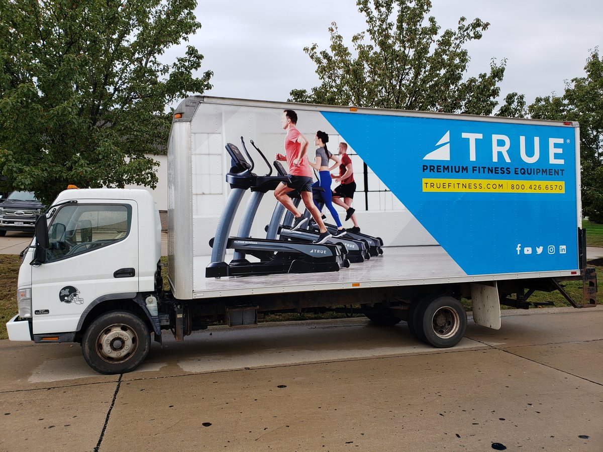 Freshened up look for the True Fitness box truck.  We removed the old decal package and installed this new wrap on the sides.