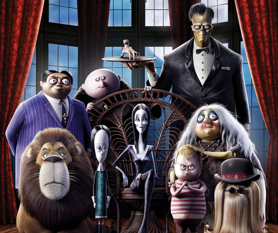 EliteHTS's tweet photo. In theaters today, THE ADDAMS FAMILY is an animated version of Charles Addams' series of cartoons about a peculiar, ghoulish family. Starring Charlize Theron, Oscar Isaac &amp; Finn Wolfhard, it's sure to be a family favourite! 🧛‍♂️👻🎃 https://t.co/V2OIhb6NEj