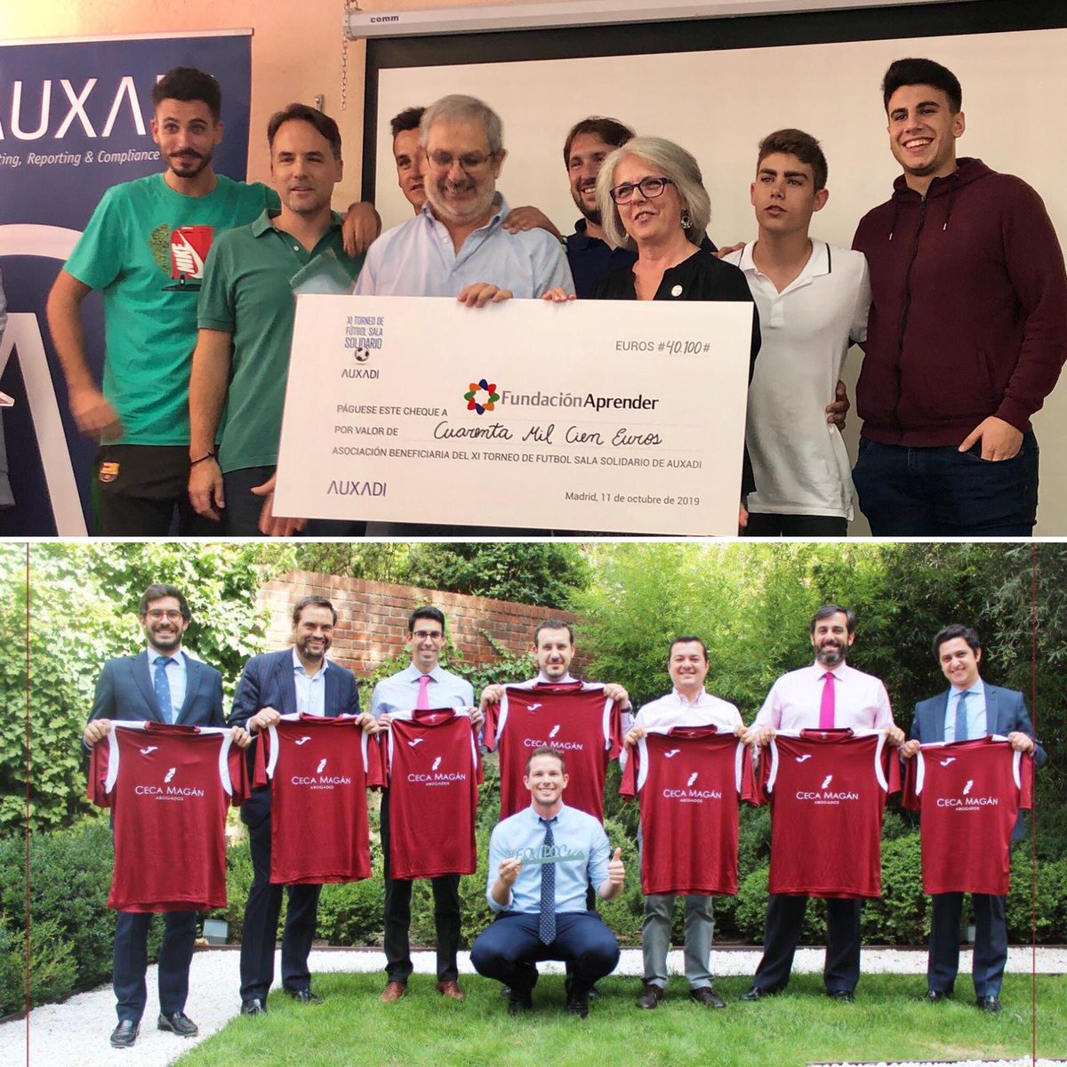 CECAMAGAN's tweet photo. 📅Hoy se ha hecho la entrega de la recaudación💰del XI Torneo de fútbol sala solidario organizado por .@Auxadi a la .@f_aprender. El montante irá destinado a mejorar las instalaciones de un colegio que educa para la igualdad de derechos y oportunidades👏🤗 #RSC #TorneoAuxadi https://t.co/8jERbjliD3