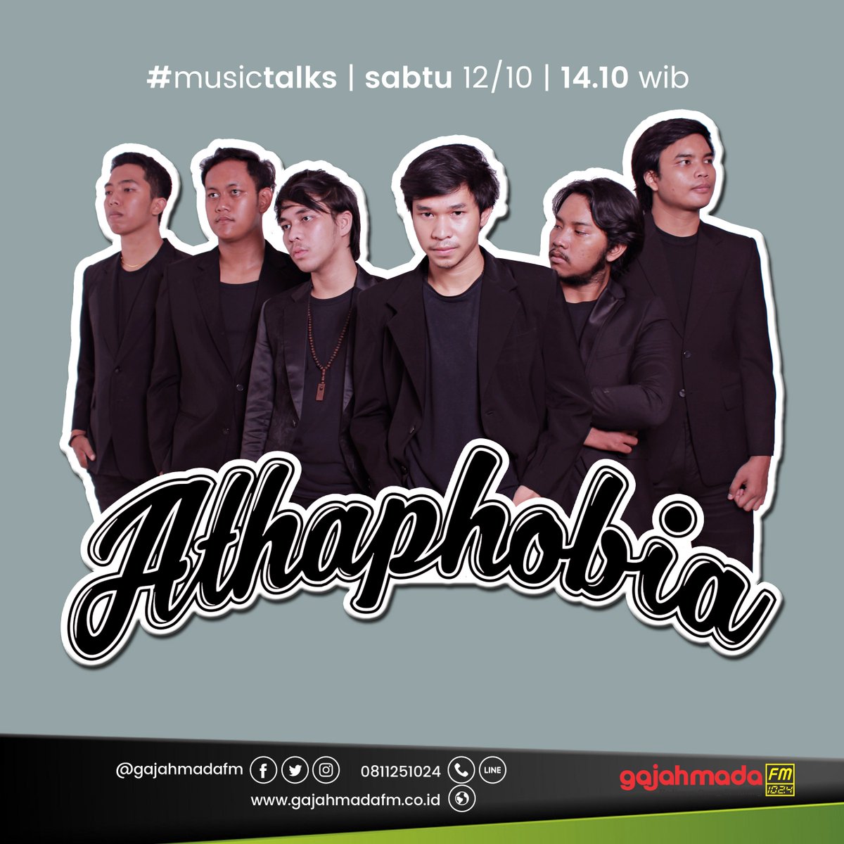 Tumbenan nih ada yang mau main ke Studio di hari Sabtu. Setelah lama hiatus, akhirnya <a href="/Athaphobia/">Athaphobia</a> ngeband lagi! Ada gita baru, loh.

#Konsen #Gamafans #MusicTalks bareng band asal #Semarang @athaphobia, Sabtu, (12/10) jam 14.10 wib.

gajahmadafm.co.id