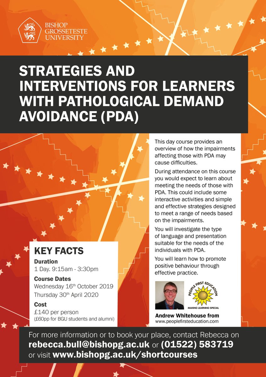 We're looking forward to welcoming <a href="/AndrewWSEN/">AndrewWSEN</a> next week, he will be running a short course on 'Strategies and Interventions for Learners with PDA'. Interested? There's still time to book your place!