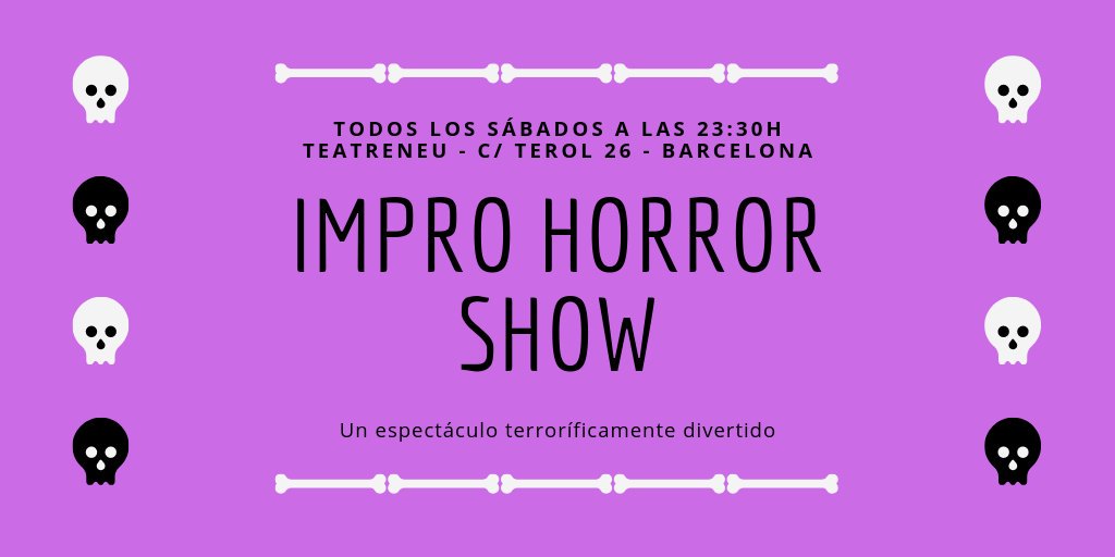 improshowbcn's tweet photo. ¿Cuál es la frase que más miedo te da que te susurren al oído?
¡Úsala en tus #improtítulos de esta noche en #ImproHorrorShow! 💀
Entradas en https://t.co/v87OrvLvyG
#improshow #Barcelona #teatreneu #planetaimpro https://t.co/FZ7I4fbAzt