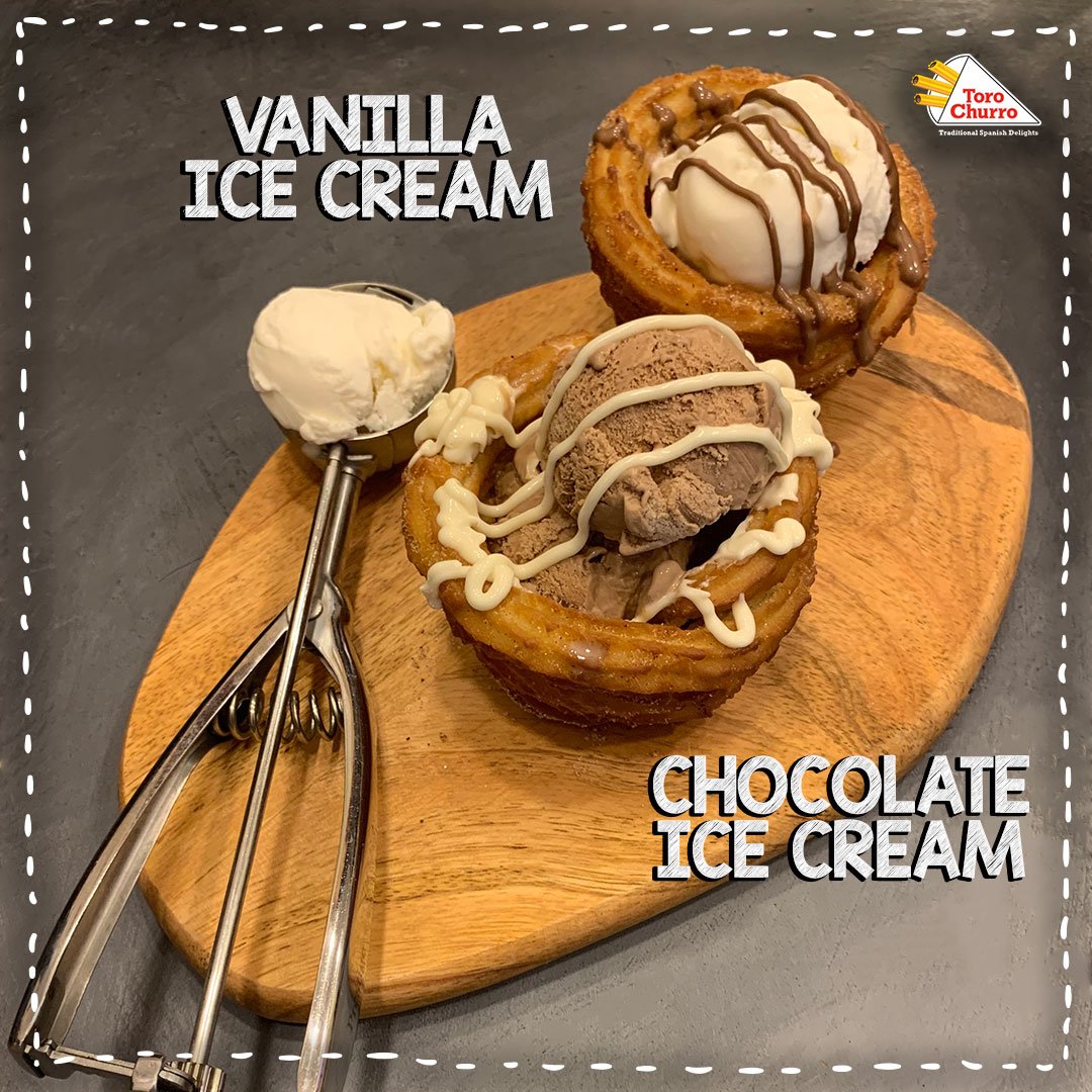 ToroChurro's tweet photo. Double the options, double the fun! Introducing Chocolate Icecream to our menu. Have a sinful Chocolaty topping in your Churro Cup, Churrowich, and Churro Pizza with Chocolate Icecream and make it as indulgent as it could get!

#FridayFeels #ToroChurro #Churro #ChocolateIceCream https://t.co/UGw5Jd9FXK