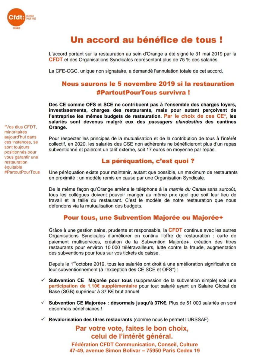CFDT_Orange's tweet photo. Chez @orange, la restauration collective c'est #BREXIT au menu!! https://t.co/fAgSF74lL1