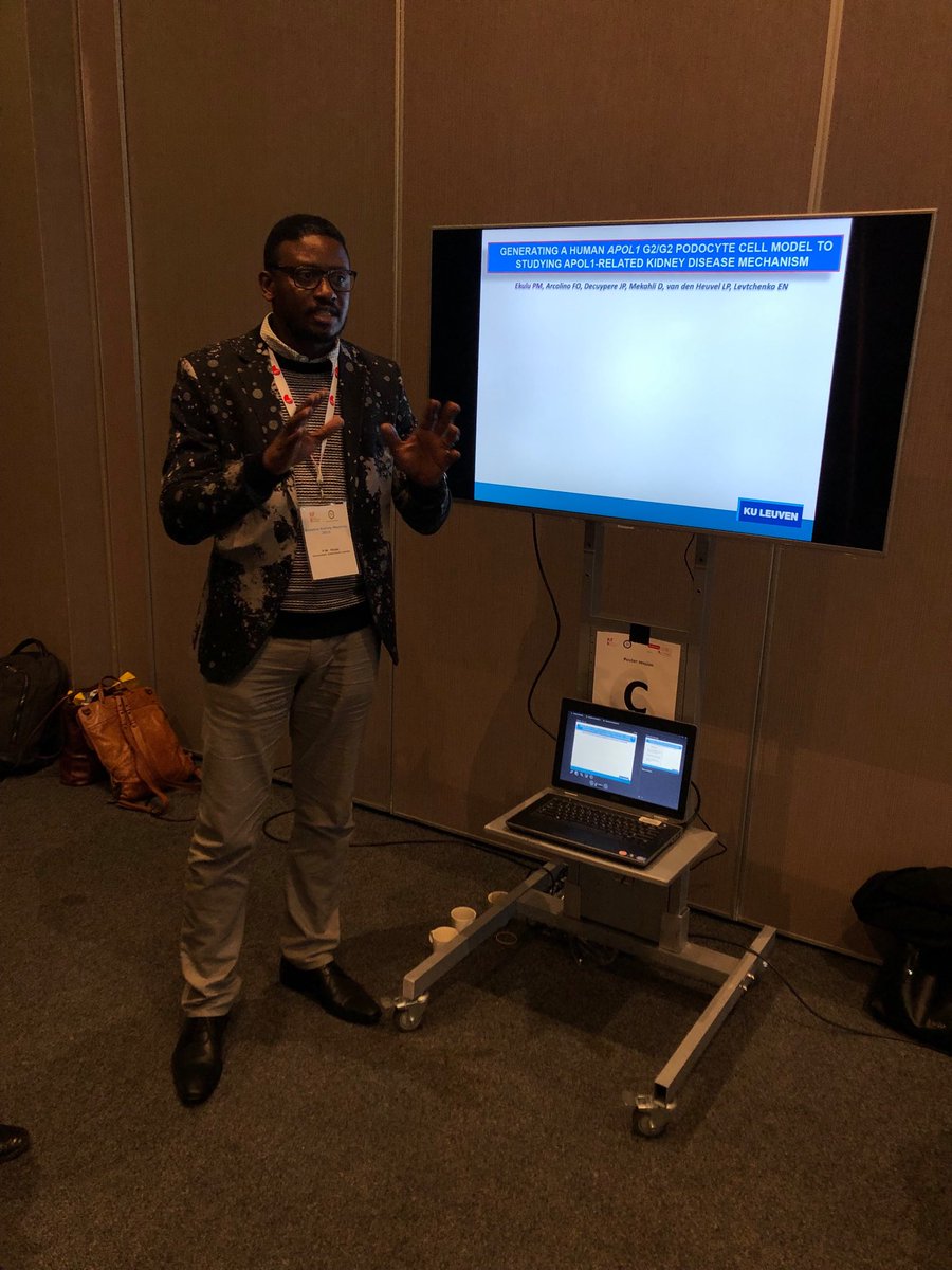 LevtchenkoL's tweet photo. Dr Pepe Ekulu Mfutu presenting on APOL1 in kidney disease in the African American population at the BeNeLux Kidney meeting in Eindhoven,NL https://t.co/c5h07sJJgl