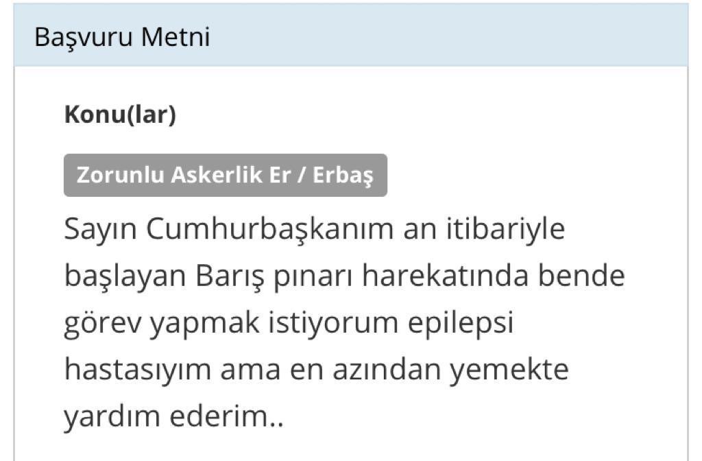 fahrettinaltun's tweet photo. Bu milletin her bir ferdi bir mucizedir. 

Zaman değişir, teknoloji değişir, dünya değişir; milletimizin fedakarlığı, vatan sevgisi, feraseti değişmez. 

Bu millet eğilmez. 🇹🇷🇹🇷🇹🇷 #BarışPınarıHarekatı 

(CİMER’e gelen binlerce mesajdan sadece birkaç örnek) https://t.co/AK3pnag3oC