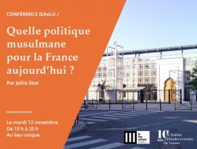IPRA_eu's tweet photo. #SaveTheDate 12/11/2019 18:00 au Lieu Unique « Quelle politique musulmane pour la France aujourd’hui ? » Conférence de @JalilaSbai.
Une conférence organisée dans le cadre du partenariat @IEAdeNantes et @lelieuunique . https://t.co/fDhO1gNGUg