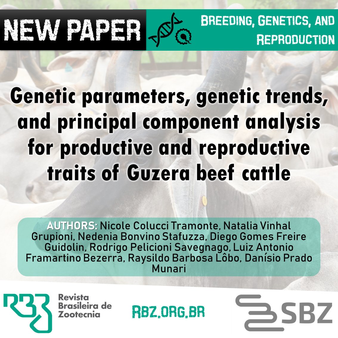 rbz_bjas's tweet image. Research Paper: &quot;Genetic parameters, genetic trends, and principal component analysis for productive and reproductive traits of Guzera beef cattle&quot;

Link: rbz.org.br/pt-br/article/…
DOI: dx.doi.org/10.1590/rbz482…

#RBZ #AnimalBreeding #geneticcorrelation #heritability
