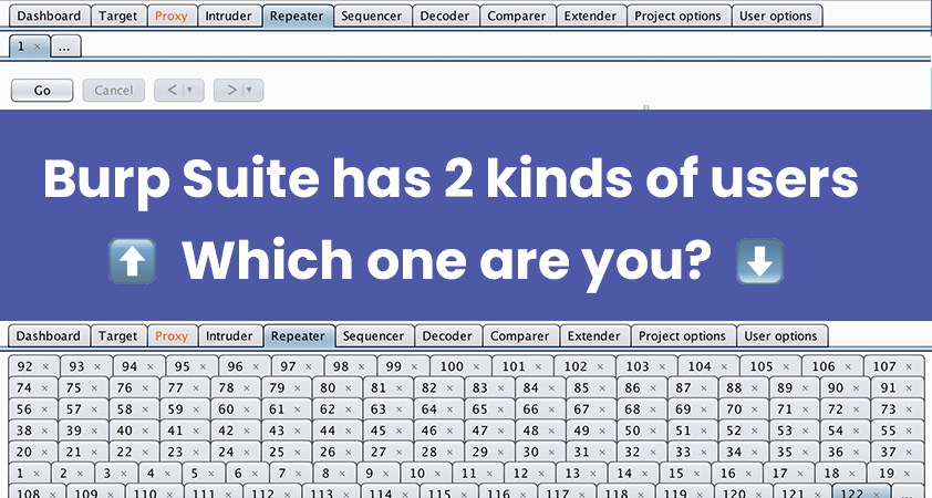 intigriti's tweet photo. Which kind of @Burp_Suite user are you? 1️⃣or 2️⃣? 🙃 https://t.co/gCxiYCspju