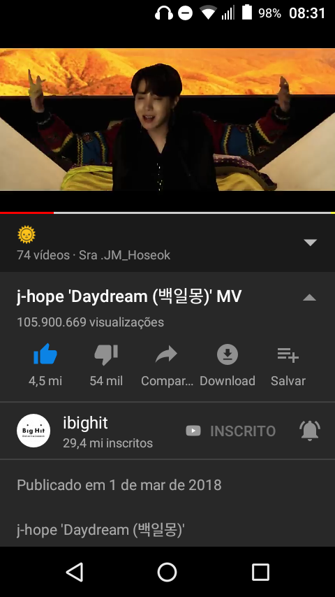 hobi_myuniverse's tweet photo. Good Evening!!! Vamos dar bastante carinho em Airplane e Boy meets evil, falta muito pouco para bater 40M em Airplane e 50M Boy meets evil e em breve chegaremos em 106M em Daydream. 
#ProjectHopeMyWorld #JHOPE  #제이홉 #AirplaneTo40M #BMEto50M @JHSBRAZIL @BTS_twt https://t.co/tPURvRFCNS