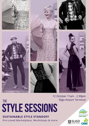 ClimateFestMayo's tweet photo. Check out these great events happening in Sligo this weekend. 
The Style Sessions:
Sustainable fashion takes off at Sligo Airport on Saturday 12th October with The Style Sessions – featuring a ‘best pre-loved outfit’ contest with Geraldine &amp; Taz from Sustainable Fashion Dublin. https://t.co/vWhP1LaV4v