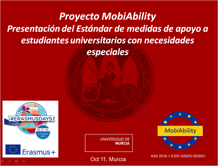 MobiAbility_Pro's tweet photo. @UMU Reunión con @SenenaCorbalan, @Jofinajuca, @internacionalUM y otros miembros del equipo #MobiAbility, en la presentación del "Estándar de medidas de apoyo a #estudiantes #universitarios con #discapaciad y/o #dificultades_aprendizaje"
👉https://t.co/gMZm95nPxA
#ErasmusDays https://t.co/YfgZCitjxR
