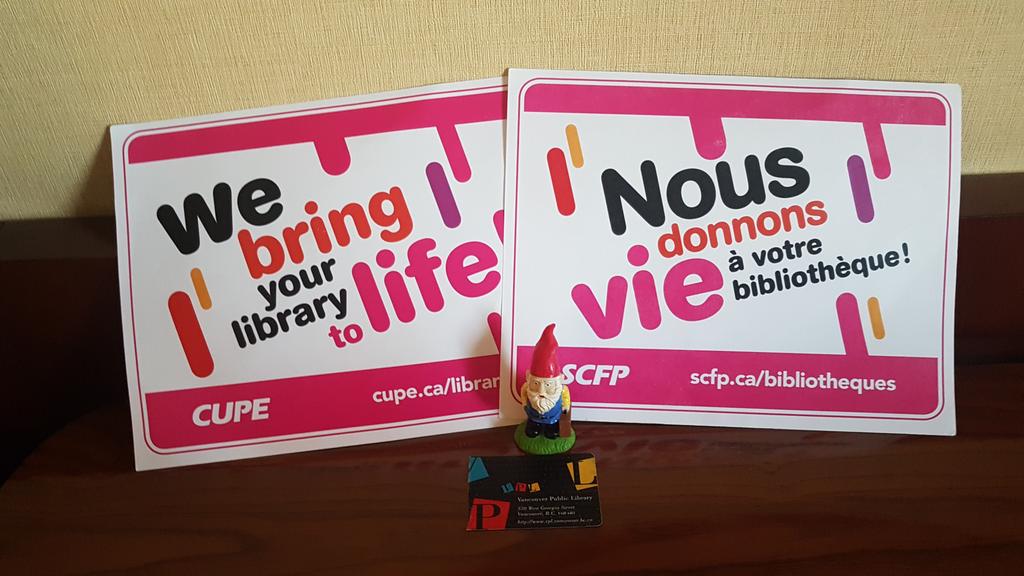 Miss_T_tweets's tweet photo. On the last day of #cupe2019 #conventiongnome wants to remind everyone that October is Canadian library month. Now is the best time to get your library card #getcarded #librarymonth #betterservicesbettercommunities https://t.co/BaGFr4XHBK