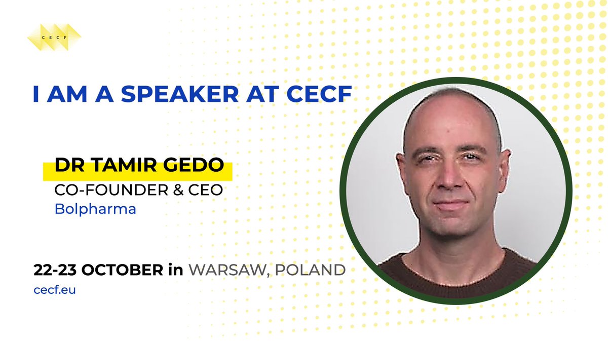 Key opinion leaders from Europe and beyond will come to Warsaw.

One of CECF speakers is Dr Tamir Gedo, who is the Co-Founder and CEO of BOL Pharma, Israel’s largest medical cannabis producers pioneers.

Join us: cecf.eu/tickets/