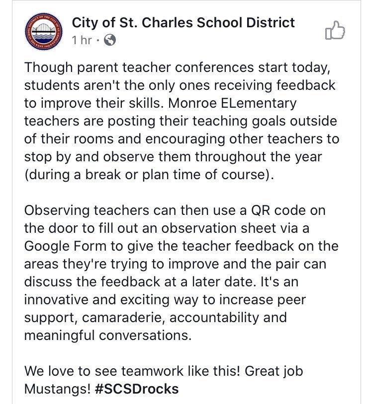 Connieteach's tweet image. Saw this on FB. Too good not to share!  Who wants to try this second quarter?!? #ExpertsAllAround #LearnFromYourNeighbor #FHSDLearns #PeerVisits #ObserveMe #PersonalGrowthGoals #SeekFeedback