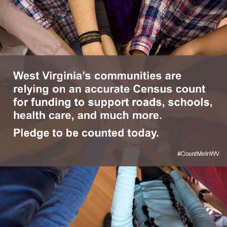 WVCBP's tweet photo. Pledge to be counted in the #2020Census so that West Virginia will receive its fair share of resources and political representation. #CountMeInWV https://t.co/g83TDWi2NY https://t.co/qUuh1e9c3t