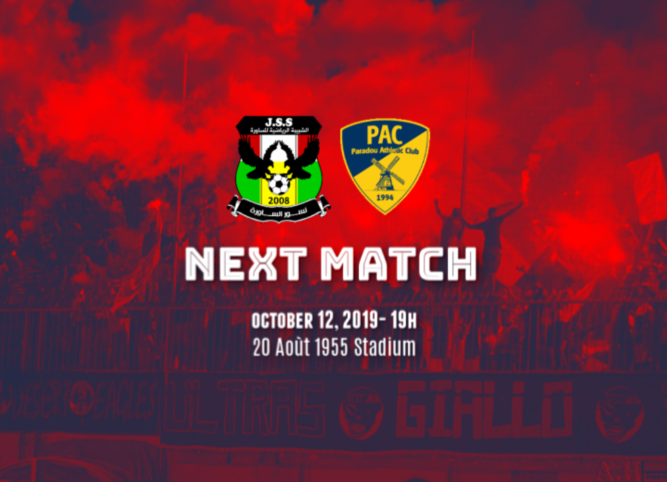 JS_Saoura08's tweet photo. ❎ Next match !
⚽️ JS Saoura v Paradou AC
🏆 Ligue 1 mobilis - week 4 🇩🇿
⏰ 7.00pm
📆 12/10/19
🏟️ 20 Aoùt 1955 stadium , Béchar.
#Ligue1DZ #JSSPAC #Saoura🦅 https://t.co/IptsN9j42N