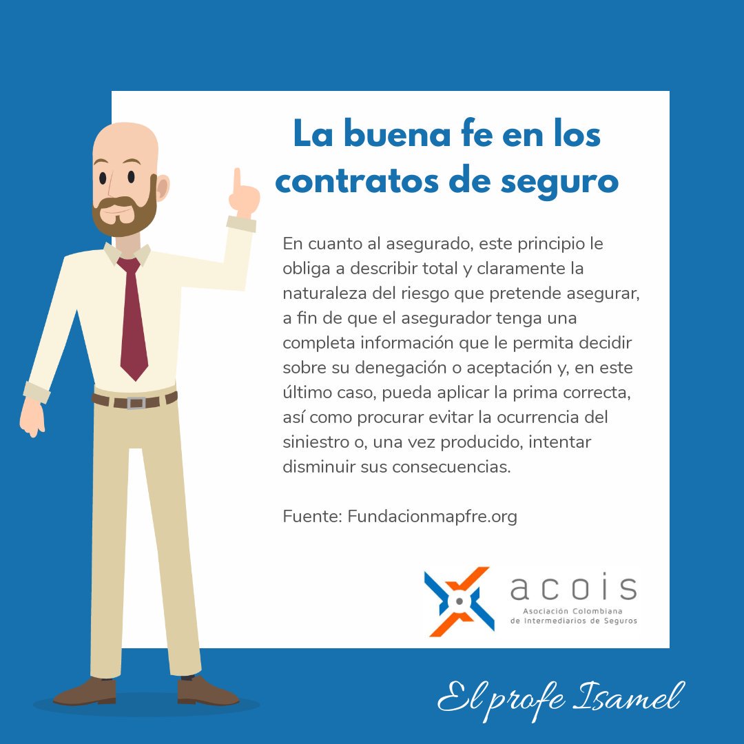 ACOIS_'s tweet photo. Hoy el Profe Ismael nos habla sobre la importancia del principio de la buena fe en los contratos de seguro! 
#BuenViernes #acois #seguros #asesordeseguros https://t.co/khMoierCU7