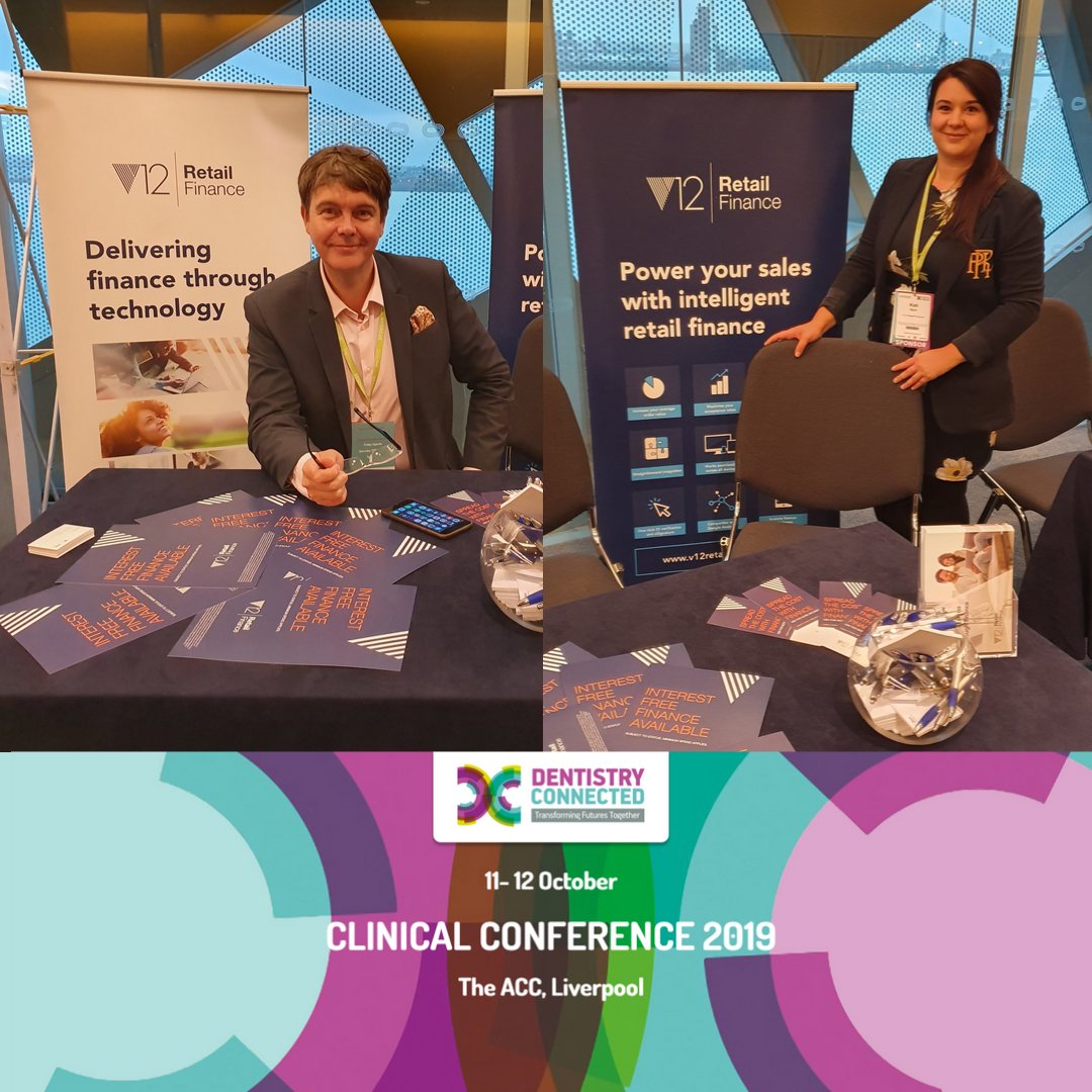 We’re excited to be at the @mydentistuk Clinical Conference 2019. Come and visit Kati and Simon in Zone 2, Stand 41 to talk about finance options for your practice. 
#dentistryconnected #wearev12