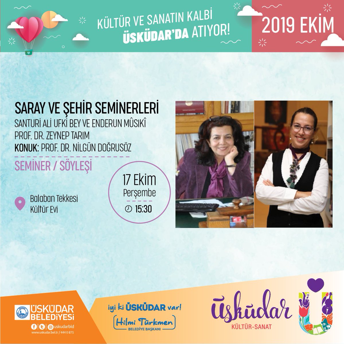 Saray ve Şehir Seminerleri
📅 17 Ekim, Perşembe
⏰ 15:30
📍 Balaban Tekkesi Kültür Evi
📌 Ücretsiz
<a href="/hilmiturkmen34/">Hilmi Türkmen</a> <a href="/uskudarbld/">Üsküdar Belediyesi</a> <a href="/BalabanTekkesi/">BalabanTekkesi</a>