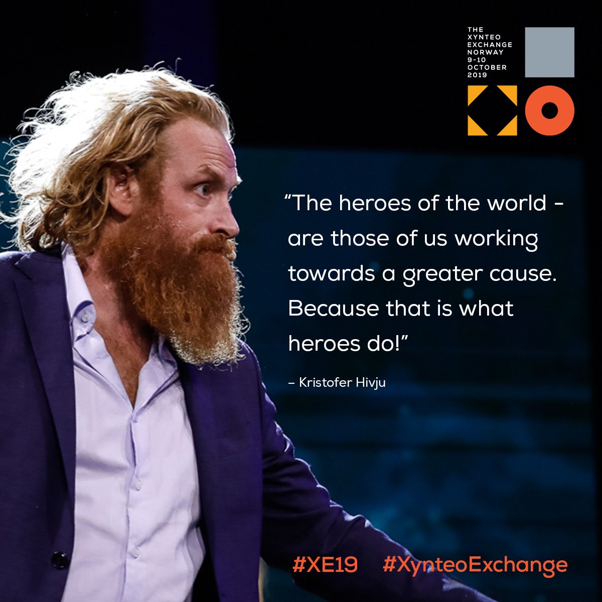 Xynteo's tweet photo. Game of Thrones actor Kristofer Hivju @kristoferhivju and his wife, producer Gry Molvær Hivju reflected on true heroes and global challenges at the #XynteoExchange! Read more: https://t.co/81r70DzvPZ https://t.co/TjpfEuzIAX