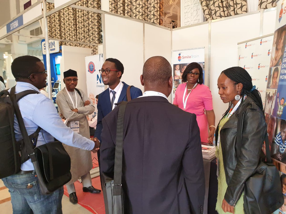 SmileTrainAfric's tweet photo. Beautiful smiles welcome you to our #SmileTrain stand at the #AAAC2019 Congress in #Marrakesh, #Morocco. Come learn about how we empower our partner hospitals in #Africa to uphold @WHO -@wfsaorg International Standards for Safe Surgery and Anesthesia in #cleftcare #ICreateSmiles https://t.co/sL2lwH2UQc