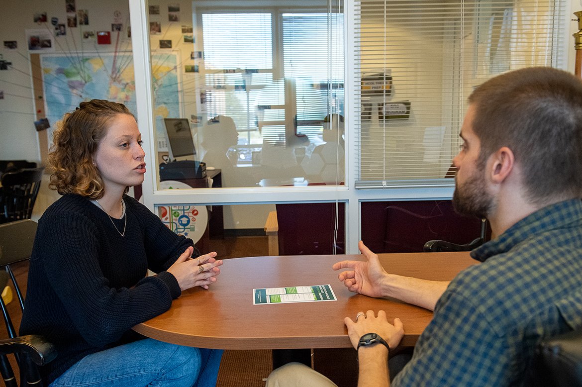 More <a href="/UVMHonors/">UVM Patrick Leahy Honors College</a> from the 2019 #uvmditl: Scott Clark advising one of our students in the <a href="/UVMFOUR/">UVM FOUR</a> office