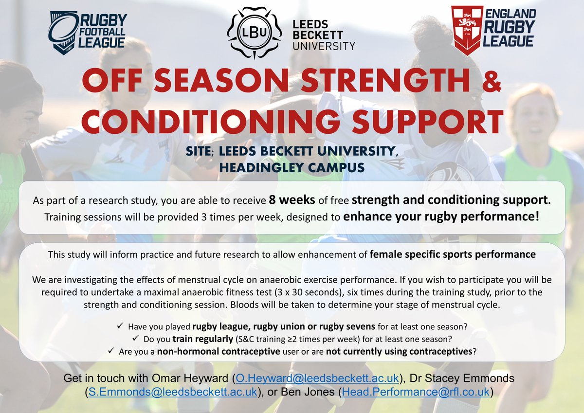 Omar_Heyward's tweet photo. Calling all female rugby players to participate in a research study, with free S&amp;C support included! 🏉🦸‍♀️🏋️‍♀️

Get in touch with myself @23Benjones or @S_Emmonds for details. 

All testing and S&amp;C will be held at @CARR_LBU @leedsbeckett.

Please RT. https://t.co/0T6d2DVvKm